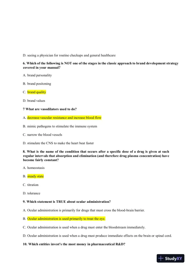 NAPSRX Pharmacology CNPR Final Exam With Answers (160 Solved Questions) - Page 4 preview image