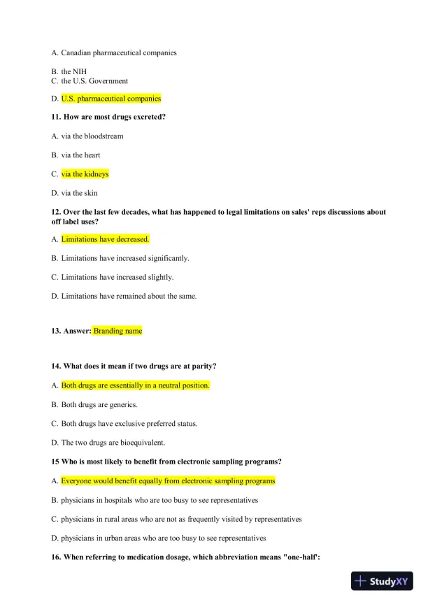 NAPSRX Pharmacology CNPR Final Exam With Answers (160 Solved Questions) - Page 5 preview image
