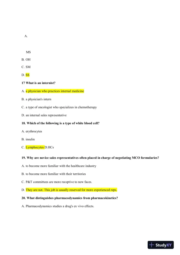 NAPSRX Pharmacology CNPR Final Exam With Answers (160 Solved Questions) - Page 6 preview image