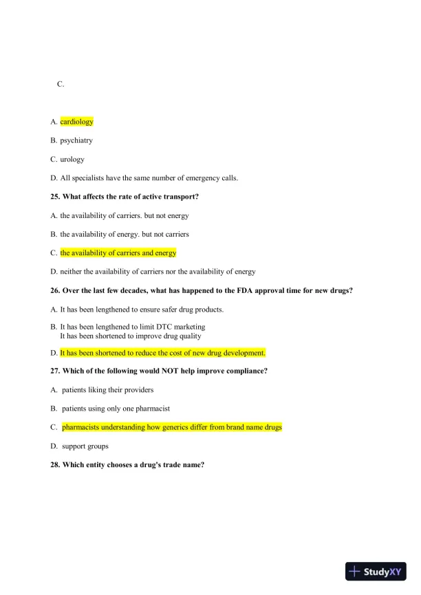 NAPSRX Pharmacology CNPR Final Exam With Answers (160 Solved Questions) - Page 8 preview image