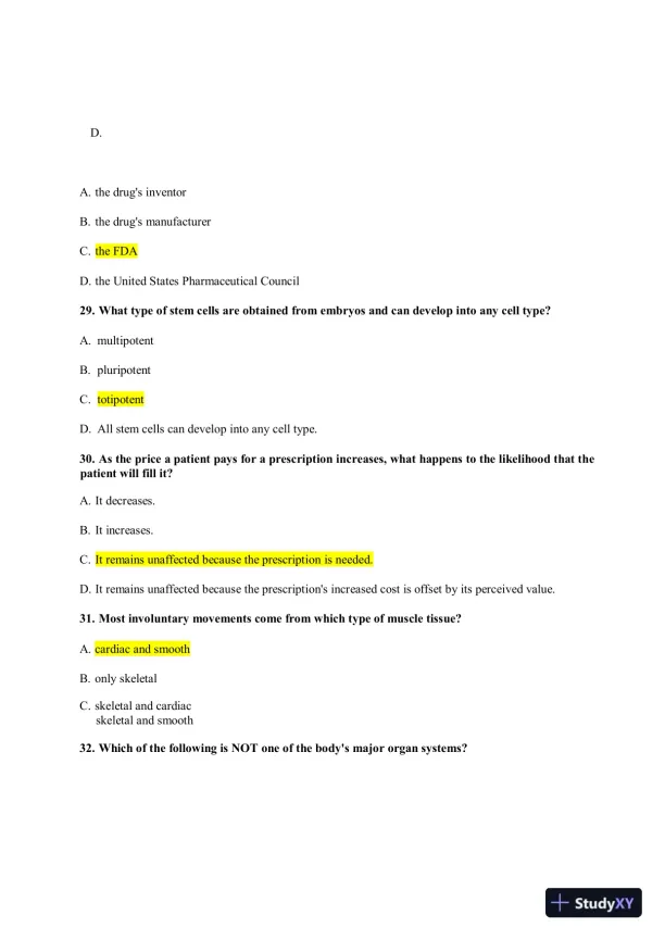 NAPSRX Pharmacology CNPR Final Exam With Answers (160 Solved Questions) - Page 9 preview image