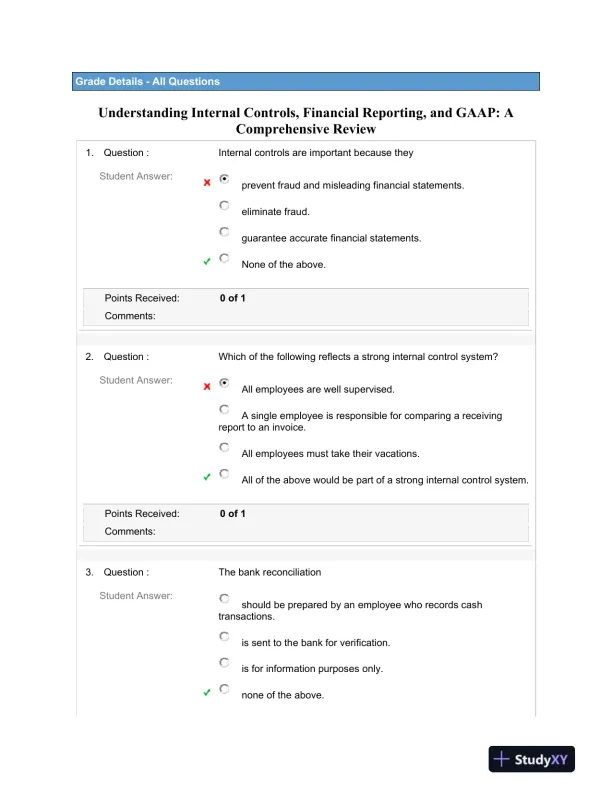 Understanding Internal Controls, Financial Reporting, and GAAP: A Comprehensive Review - Page 1 preview image