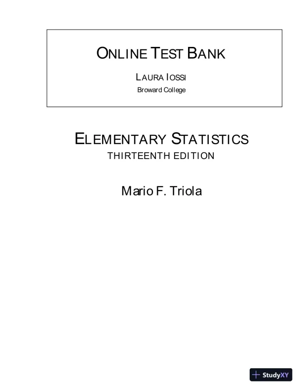 Test Bank For Essentials of Statistics, 6th Edition - Page 1 preview image