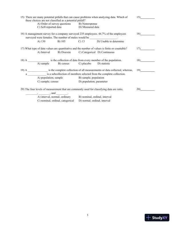 Test Bank For Essentials of Statistics, 6th Edition - Page 7 preview image