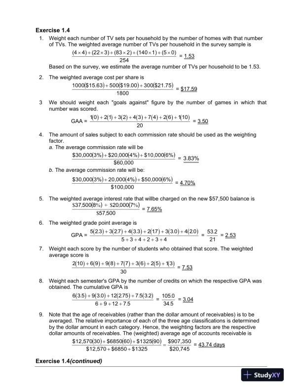 Fundamentals Of Business Mathematics In Canada, First Canadian Edition Solution Manual - Page 10 preview image