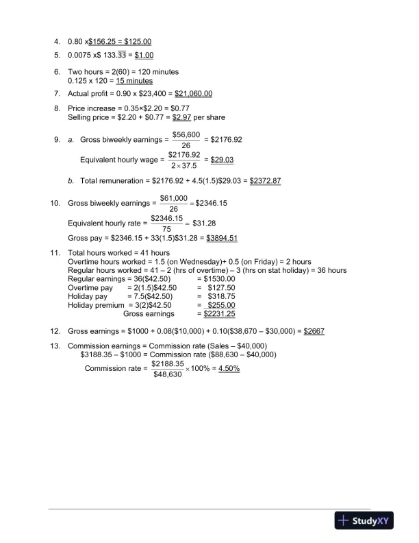 Fundamentals Of Business Mathematics In Canada, First Canadian Edition Solution Manual - Page 16 preview image
