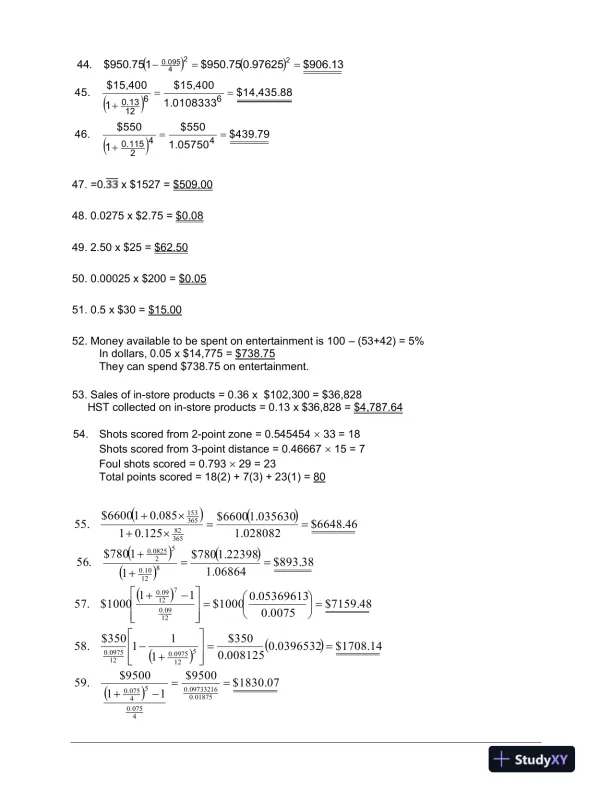 Fundamentals Of Business Mathematics In Canada, First Canadian Edition Solution Manual - Page 5 preview image