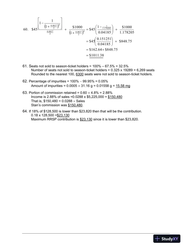 Fundamentals Of Business Mathematics In Canada, First Canadian Edition Solution Manual - Page 6 preview image
