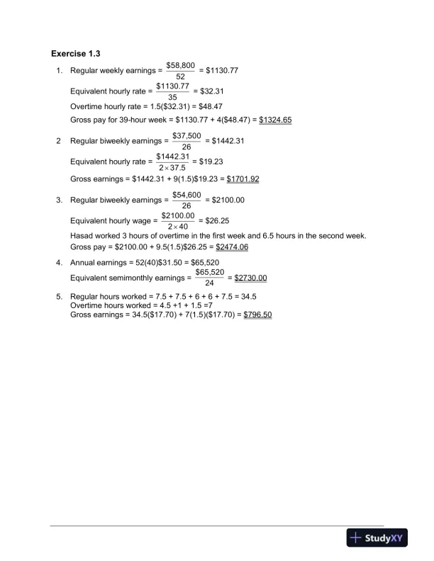 Fundamentals Of Business Mathematics In Canada, First Canadian Edition Solution Manual - Page 7 preview image