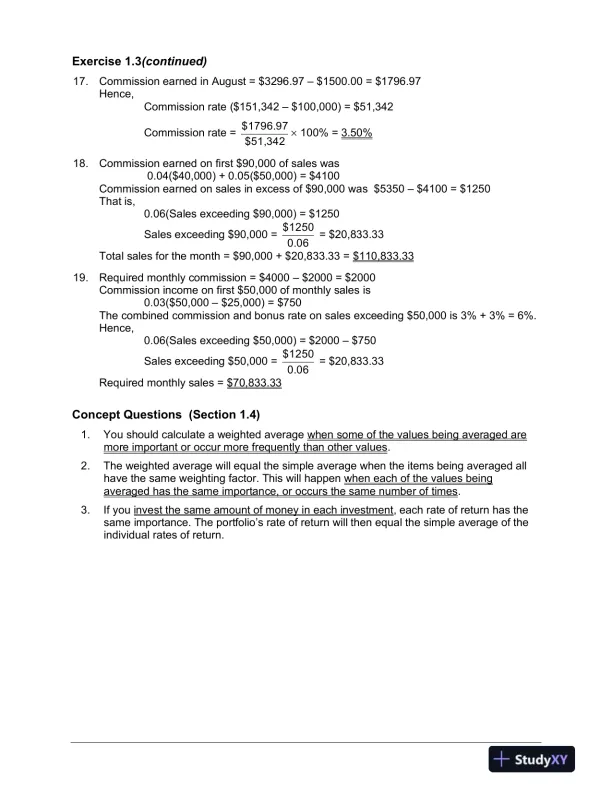Fundamentals Of Business Mathematics In Canada, First Canadian Edition Solution Manual - Page 9 preview image