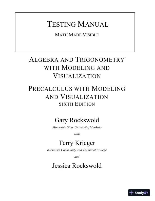 Solution Manual for Precalculus with Modeling and Visualization, 6th Edition - Page 1 preview image
