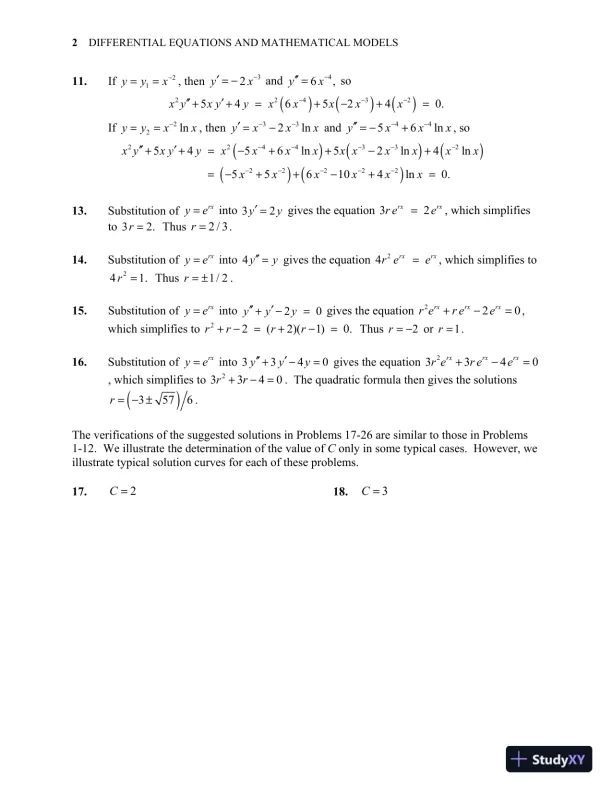 Solution Manual for Differential Equations: Computing and Modeling (Tech Update), 5th Edition - Page 6 preview image