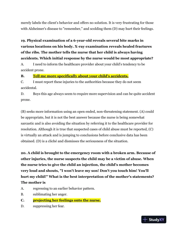 2023-2024 NR326 HESI Mental Health Real Exam With Answers (75 Solved Questions) - Page 11 preview image