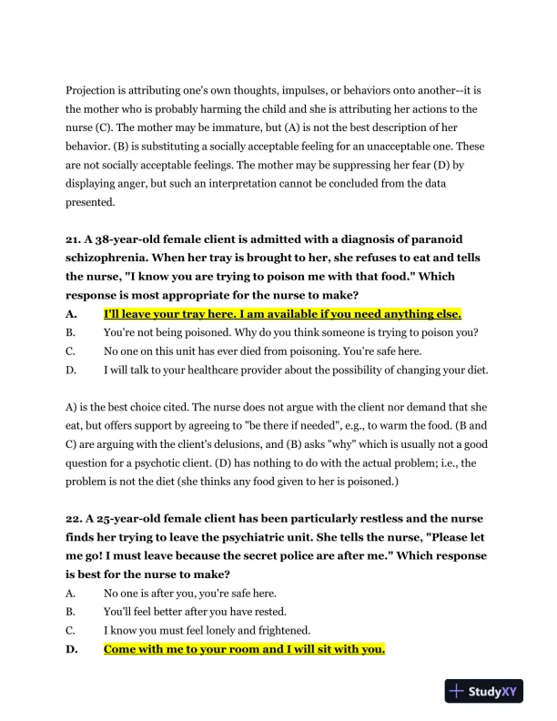 2023-2024 NR326 HESI Mental Health Real Exam With Answers (75 Solved Questions) - Page 12 preview image