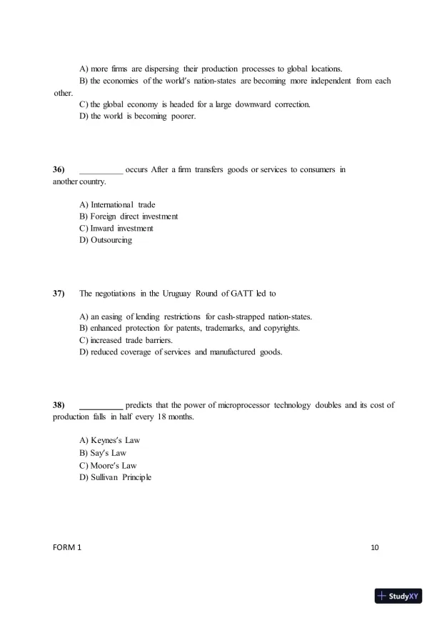 Test Bank for ISE International Business: Competing in the Global Marketplace, 14th Edition (Chapters 1-10) - Page 13 preview image