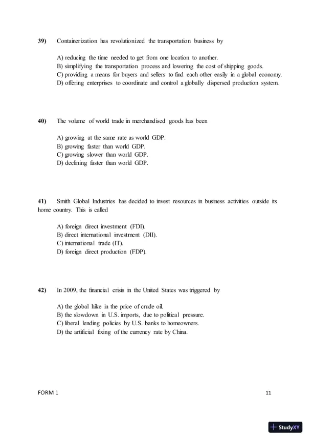 Test Bank for ISE International Business: Competing in the Global Marketplace, 14th Edition (Chapters 1-10) - Page 14 preview image