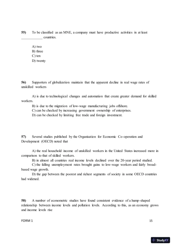 Test Bank for ISE International Business: Competing in the Global Marketplace, 14th Edition (Chapters 1-10) - Page 18 preview image