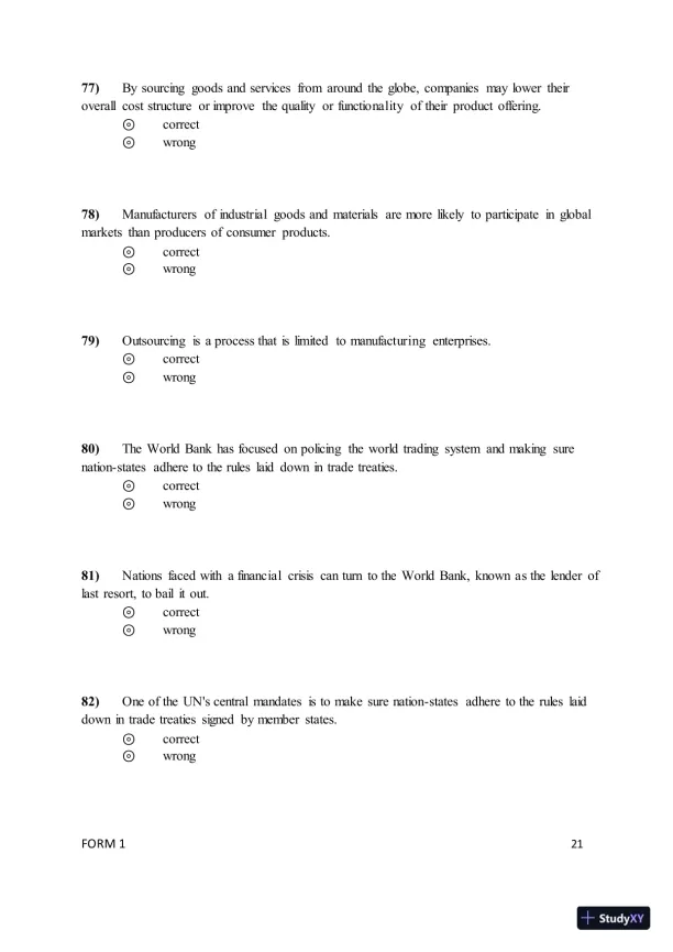 Test Bank for ISE International Business: Competing in the Global Marketplace, 14th Edition (Chapters 1-10) - Page 24 preview image