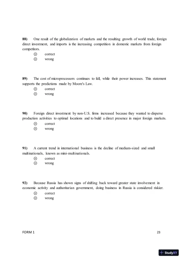 Test Bank for ISE International Business: Competing in the Global Marketplace, 14th Edition (Chapters 1-10) - Page 26 preview image