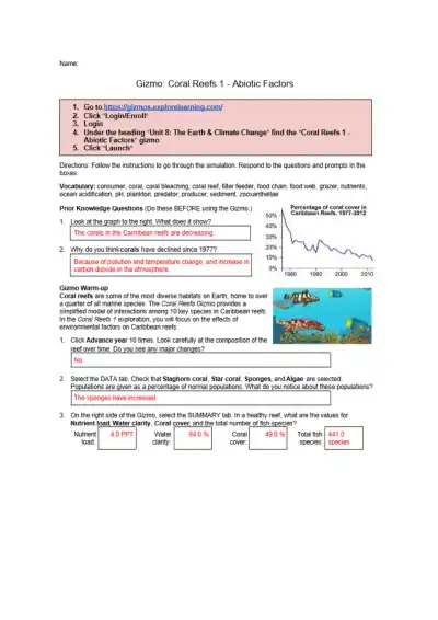 Exploring Coral Reefs Understanding Abiotic Factor - Page 1 preview image