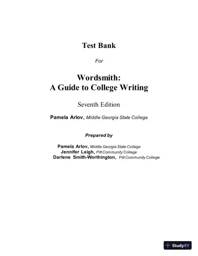 Test Bank for Wordsmith: A Guide to College Writing, 7th Edition - Page 1 preview image