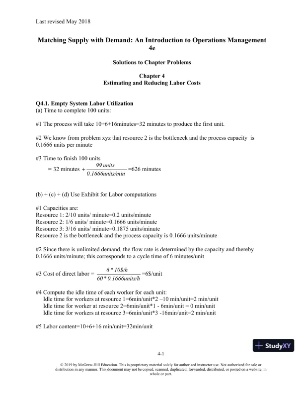Solution Manual For Matching Supply with Demand: An Introduction to Operations Management, 4th Edition - Page 10 preview image