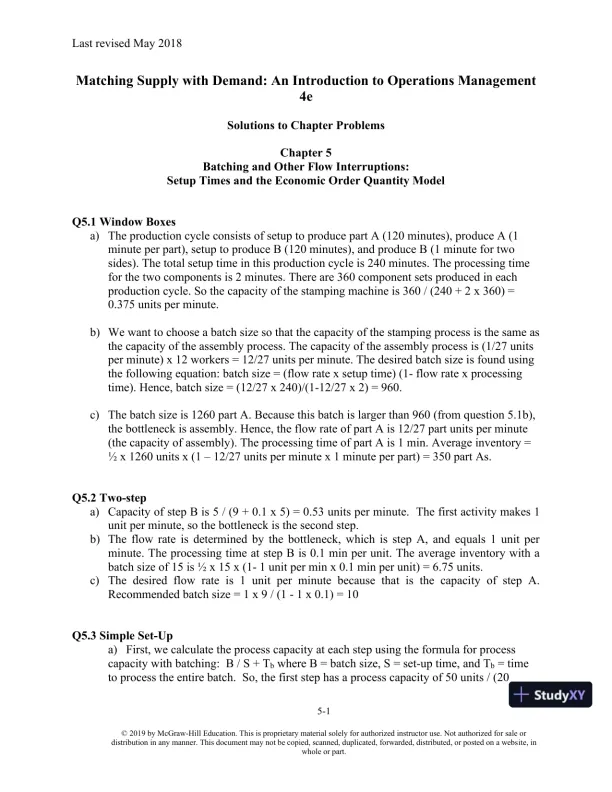 Solution Manual For Matching Supply with Demand: An Introduction to Operations Management, 4th Edition - Page 16 preview image