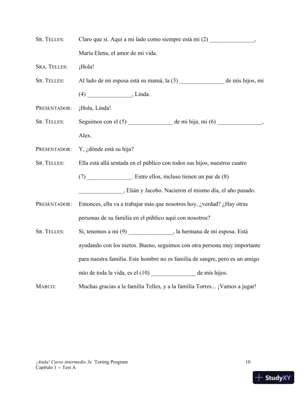 Test Bank for ¡Anda! Curso intermedio, 3rd Edition - Page 11 preview image