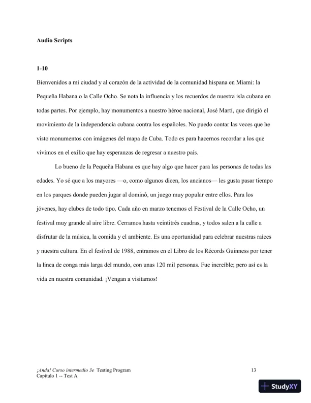 Test Bank for ¡Anda! Curso intermedio, 3rd Edition - Page 14 preview image