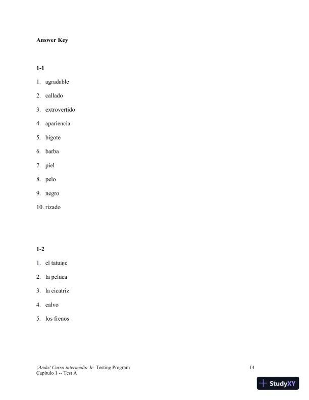 Test Bank for ¡Anda! Curso intermedio, 3rd Edition - Page 15 preview image