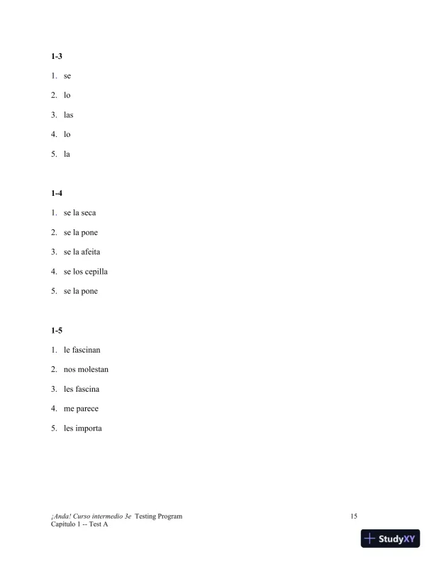 Test Bank for ¡Anda! Curso intermedio, 3rd Edition - Page 16 preview image