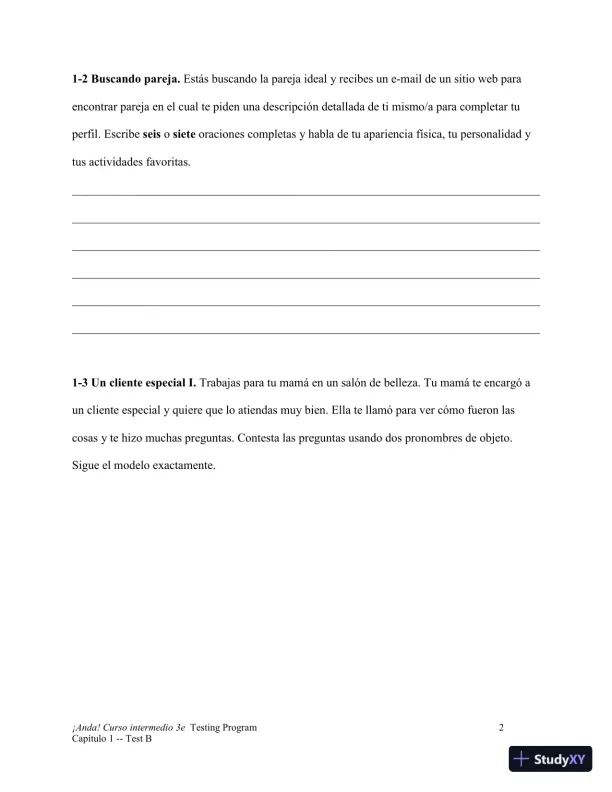 Test Bank for ¡Anda! Curso intermedio, 3rd Edition - Page 21 preview image