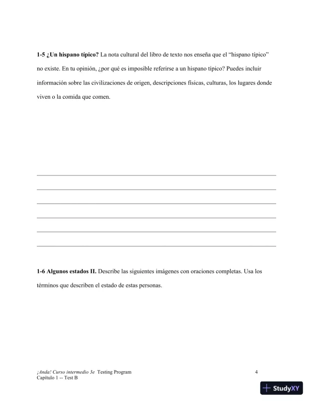 Test Bank for ¡Anda! Curso intermedio, 3rd Edition - Page 23 preview image