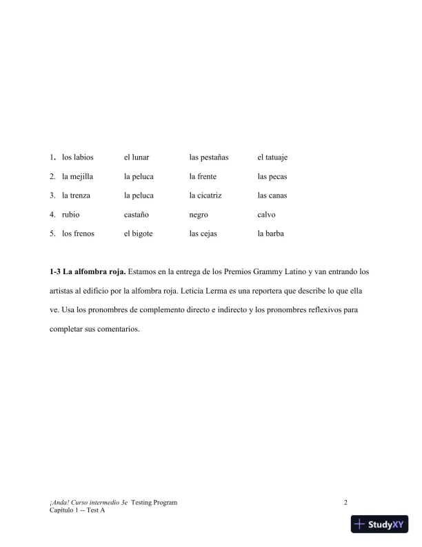 Test Bank for ¡Anda! Curso intermedio, 3rd Edition - Page 3 preview image