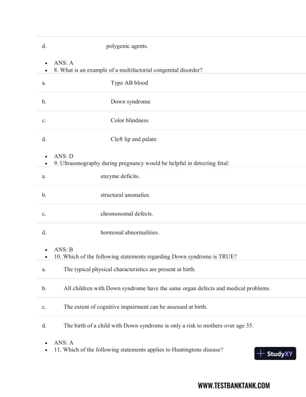 Test Bank For Pathophysiology of Disease: An Introduction to Clinical Medicine, 8th Edition - Page 16 preview image