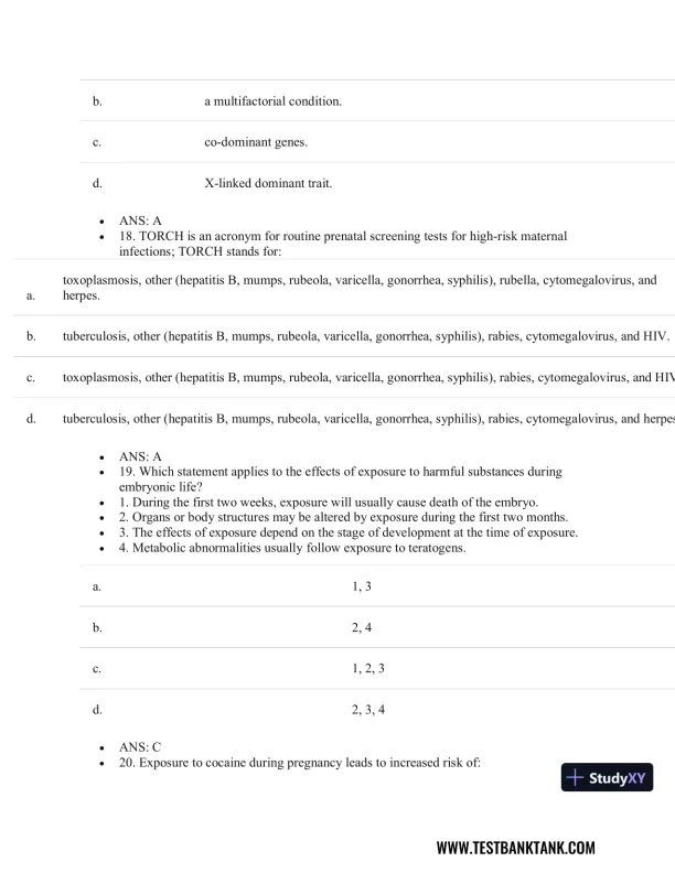 Test Bank For Pathophysiology of Disease: An Introduction to Clinical Medicine, 8th Edition - Page 19 preview image