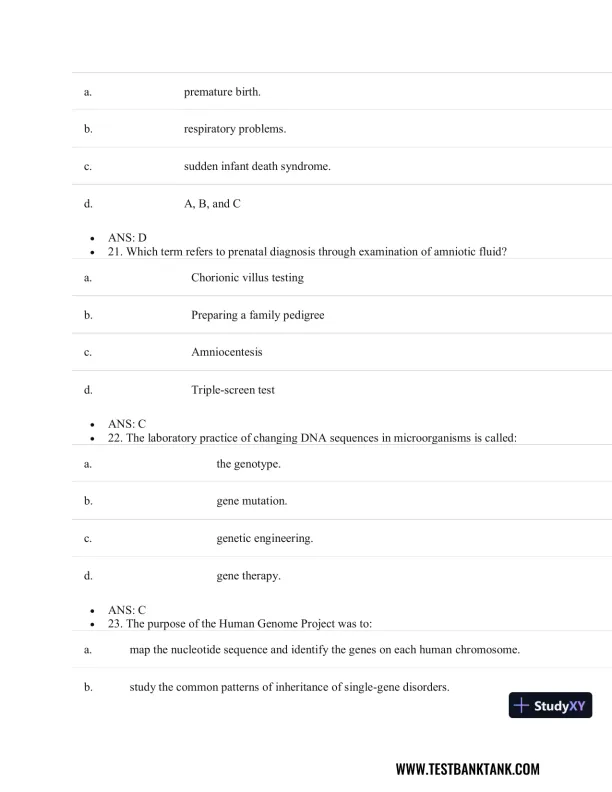 Test Bank For Pathophysiology of Disease: An Introduction to Clinical Medicine, 8th Edition - Page 20 preview image