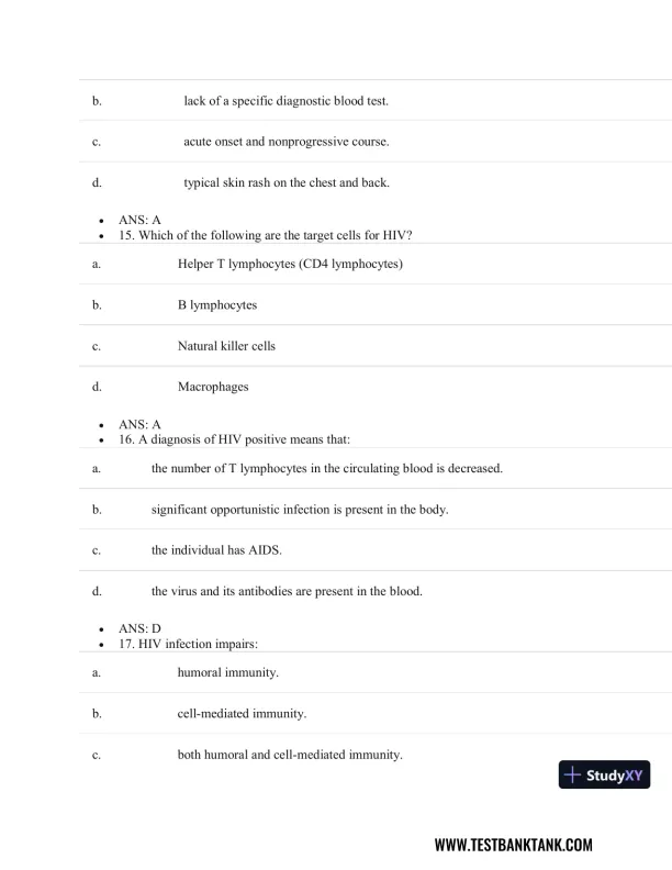 Test Bank For Pathophysiology of Disease: An Introduction to Clinical Medicine, 8th Edition - Page 28 preview image