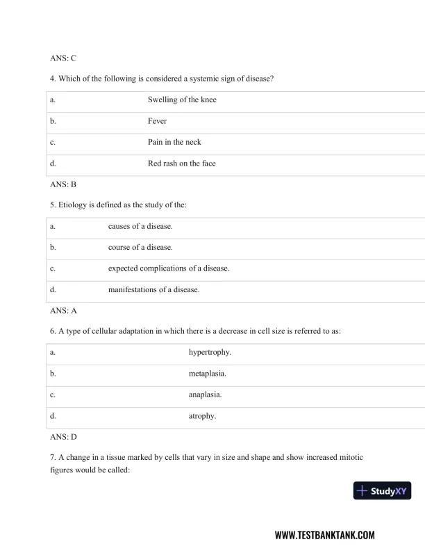 Test Bank For Pathophysiology of Disease: An Introduction to Clinical Medicine, 8th Edition - Page 3 preview image