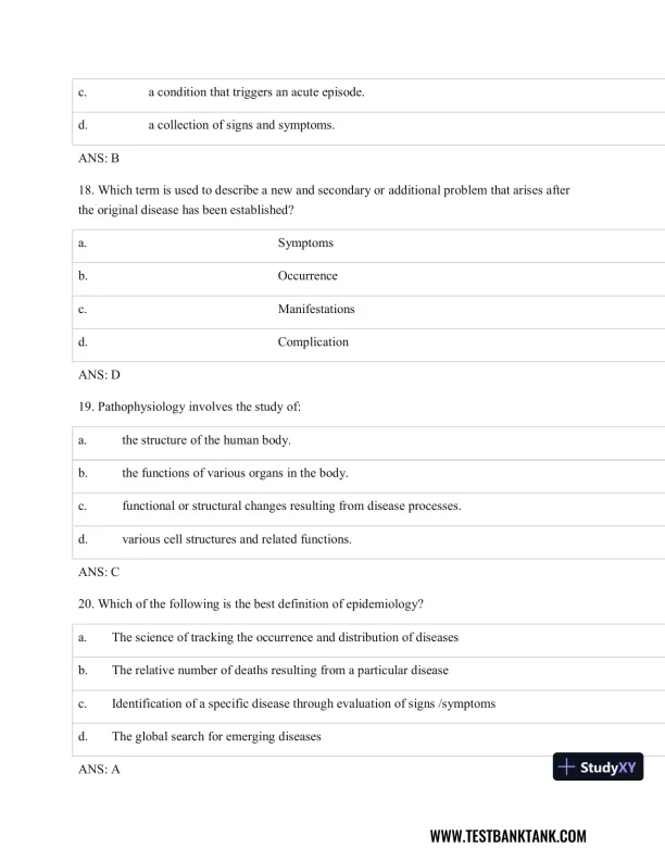 Test Bank For Pathophysiology of Disease: An Introduction to Clinical Medicine, 8th Edition - Page 7 preview image