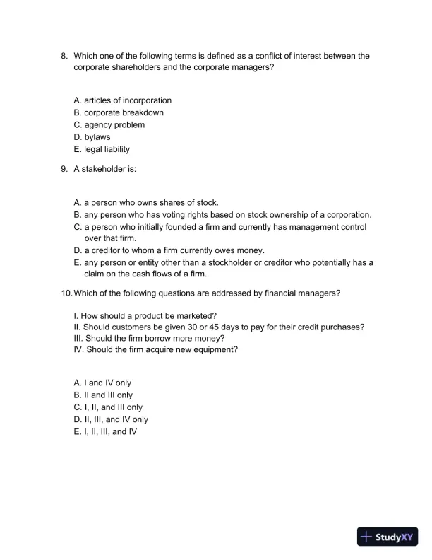 Test Bank For Fundamentals Of Corporate Finance Standard Edition, 10th Edition - Page 4 preview image