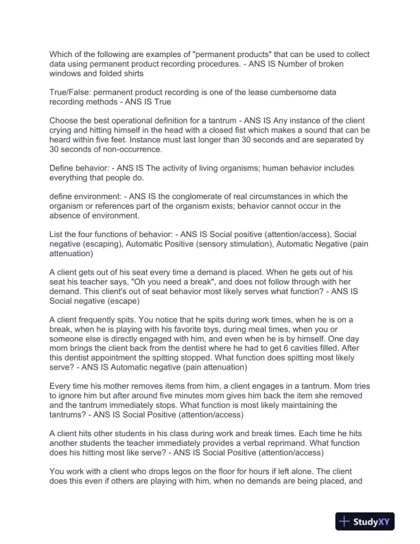 2022 PEARSON Education RBT EXAM With Answers (139 Solved Questions) - Page 3 preview image
