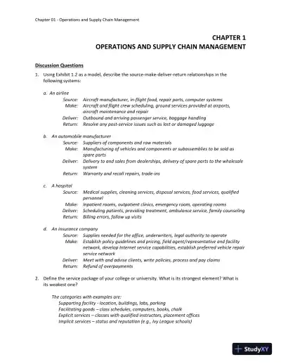 Solution Manual for Operations and Supply Chain Management: The Core, 5th Edition - Page 1 preview image