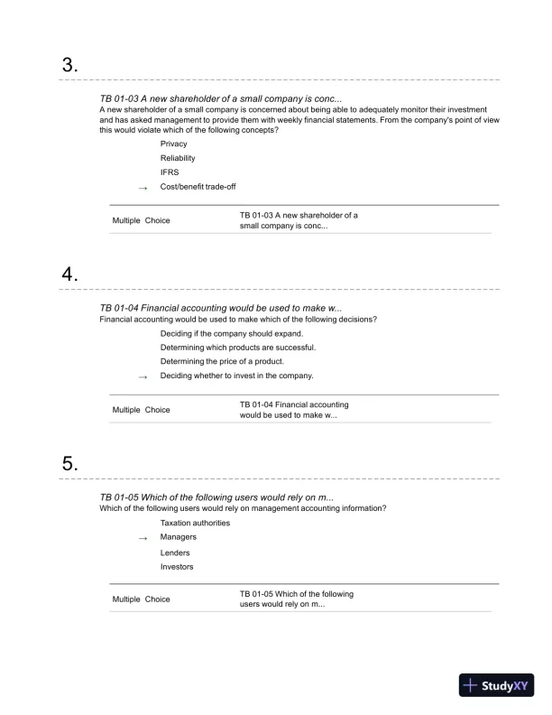 Financial Accounting: A Critical Approach 2013, 4th Edition Test Bank - Page 3 preview image