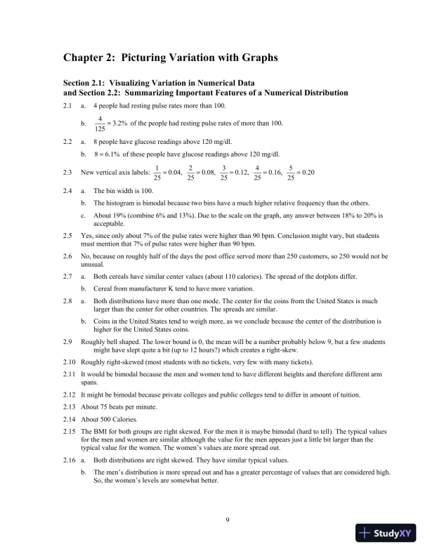 Solution Manual for Introductory Statistics: Exploring the World Through Data, 3rd Edition - Page 15 preview image