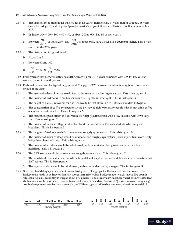 Solution Manual for Introductory Statistics: Exploring the World Through Data, 3rd Edition - Page 16 preview image