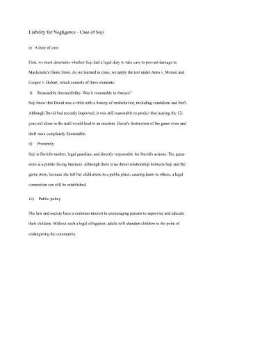 Case Analysis of Soji and Parental Duty - Page 1 preview image