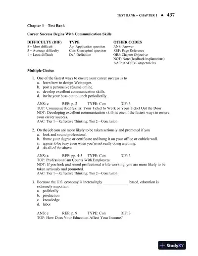 Essentials of Business Communication Canadian 6th Edition Test Bank - Page 1 preview image
