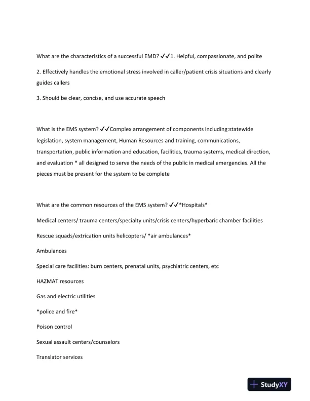EMD Comprehensive Practice Exam With Answers (74 Solved Questions) - Page 3 preview image