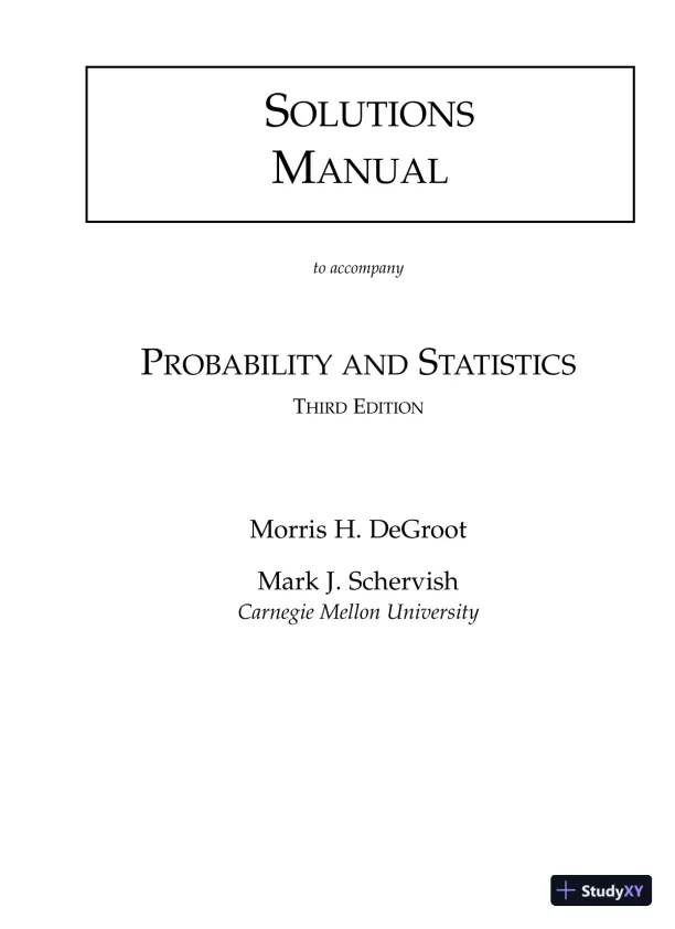 Solution Manual for Probability and Statistics, 3rd Edition - Page 1 preview image